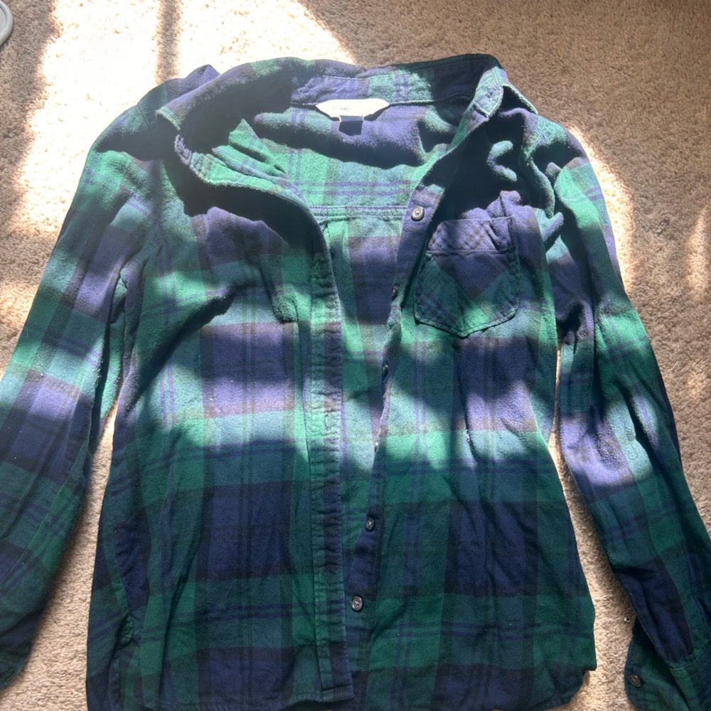 Men's Plaid Flannel Shirt - Green & Navy